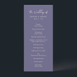 Simple Dusty Purple Modern Wedding Program<br><div class="desc">Elegant wedding program featuring a simple and minimal layout with "The Wedding of" in a contemporary script typography.  A classic design with a modern touch.</div>