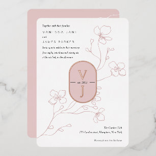 Simple dusty rose modern floral rose gold wedding