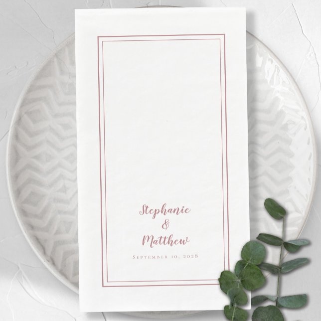 Simple Dusty Rose Modern Minimalist Wedding Dinner Napkin (Simple Dusty Rose Modern Minimalist Wedding Dinner Paper Guest Towels)
