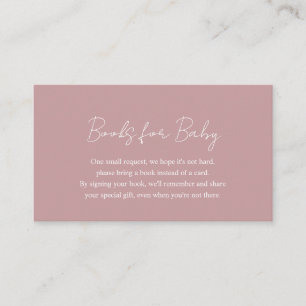 Simple Dusty Rose Pink Baby Shower Books for Baby Enclosure Card