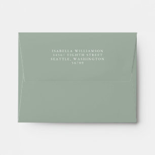Simple Dusty Sage Green Return Address Note Card Envelope
