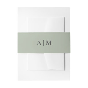 Simple Dusty Sage Wedding Invitation Belly Band 