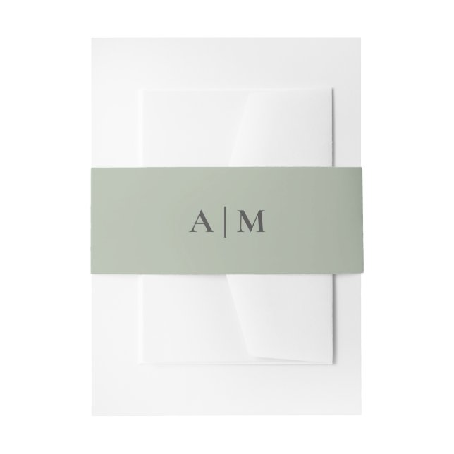 Simple Dusty Sage Wedding Invitation Belly Band  (Front Example)