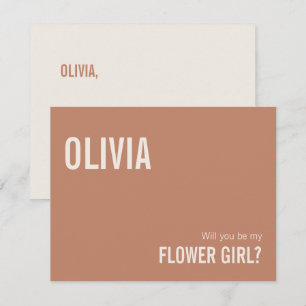 Simple Dusty Terracotta Flower Girl Proposal Card