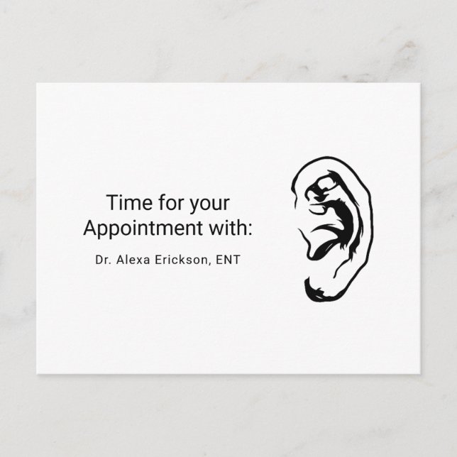 Simple Ear ENT Otolaryngologist Appointment Postcard (Front)