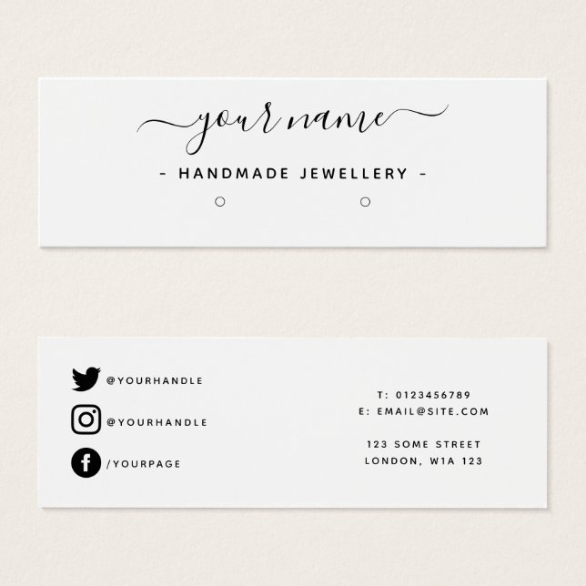 Simple earring mini display card (Front & Back)