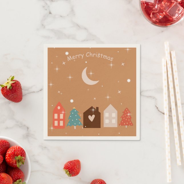 Simple Earth Tone Merry Christmas  Napkin (Insitu)