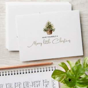 Simple earthy tones watercolor Christmas tree Envelope