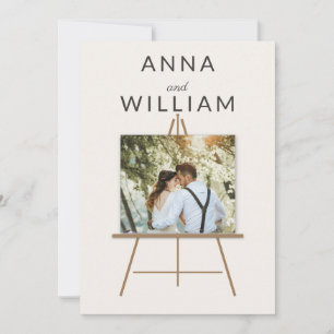 Simple Easel Canvas Photo Wedding Invitation