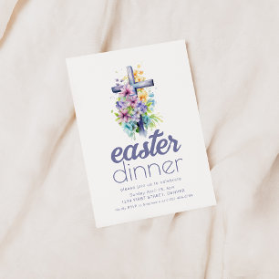 Simple Easter Dinner Invite Template with Cross