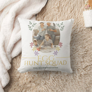 Simple Easter family Easter Egg Hunt photo Throw Pillow
