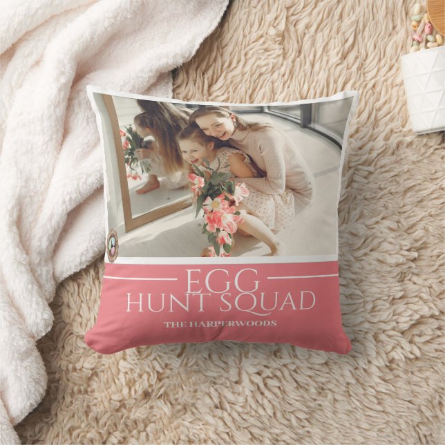 Simple Easter family Easter Egg Hunt photo Throw Pillow (Blanket)