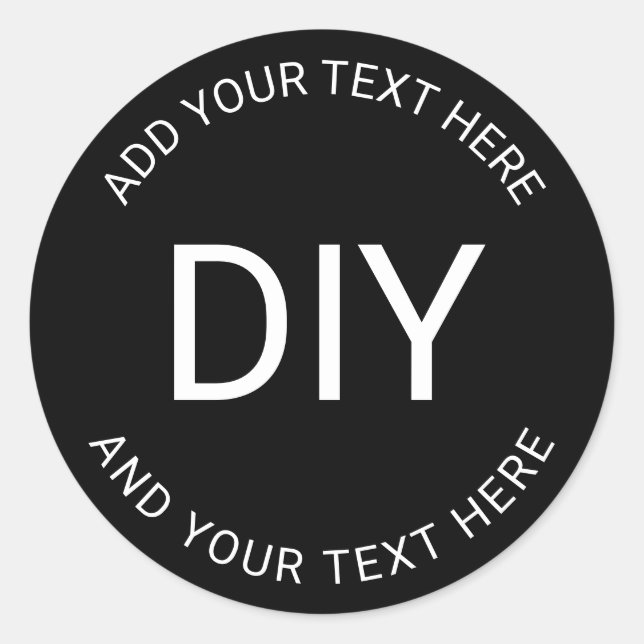Simple Easy DIY Circular Text Template Classic Round Sticker (Front)