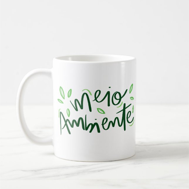 Simple Eco Friendly Environment Bold Green Leafy Coffee Mug (Left)