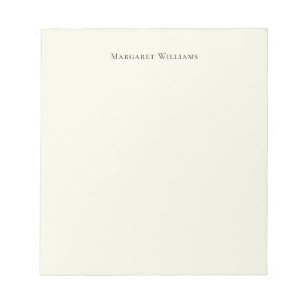 Simple Ecru Ivory White Cream Paper Personalized Notepad