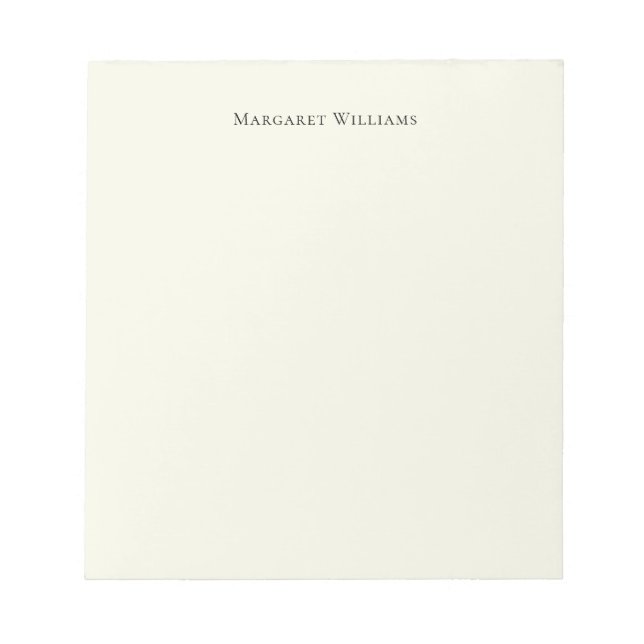 Simple Ecru Ivory White Cream Paper Personalized Notepad (Front)