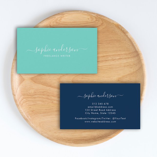 Simple Editable Background Color Elegant Script Business Card (Creator Uploaded)