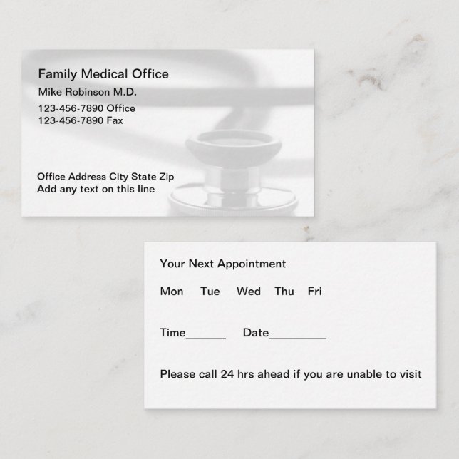 Simple Editable Medical Appointment Cards (Front/Back)
