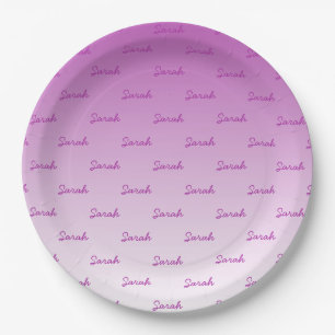Simple Editable Name Editable Any Colour Ombre Paper Plate