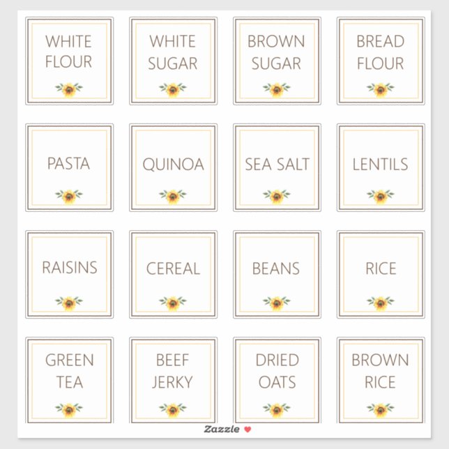 Simple Editable  Sunflowers Kitchen Pantry (Sheet)