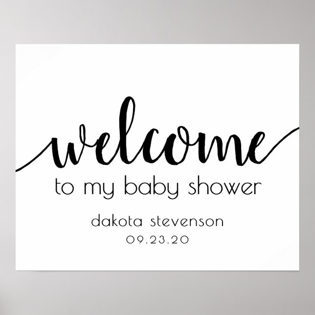 Simple Editable Welcome | Black Script Any Event Poster (Front)