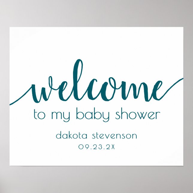 Simple Editable Welcome | Teal Aqua Any Event Poster (Front)
