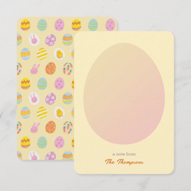Simple Egg & Easter Painted Eggs Pattern Yellow Thank You Card (Front/Back)