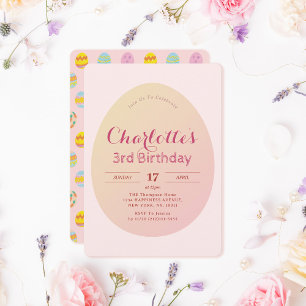 Simple Egg Pattern Soft Pink Kids Birthday Invitation