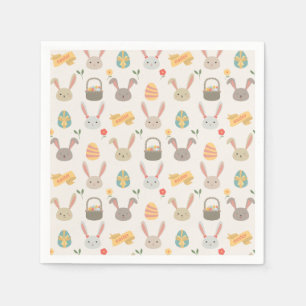 Simple Eggs and Bunnies Easter Paper Napkin