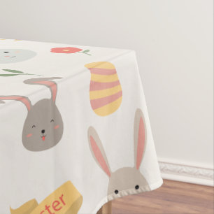 Simple Eggs and Bunnies Easter   Tablecloth