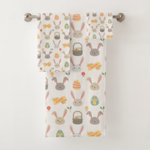 Simple Eggs and Bunnies Easter Towel Set