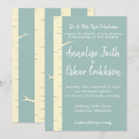 Simple Eggshell Blue Birch Wedding Invitation