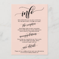 Simple Elaborate Script Wedding Info Blush Pink