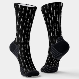 Simple Electric Guitar Pattern Black and white Socks