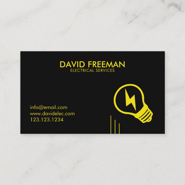 Simple Electrician Bulb Lighting House Wiring Business Card (Front)