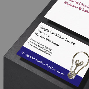 Simple Electrician Business Cards