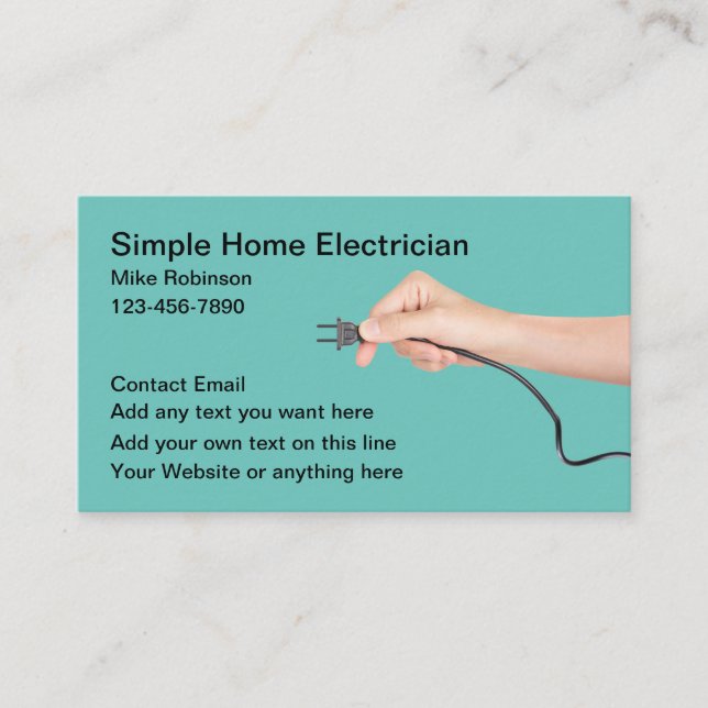 Simple Electrician Electrical Cord Business Cards  (Front)