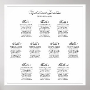 Simple Elegance 10 Table Wedding Seating Chart