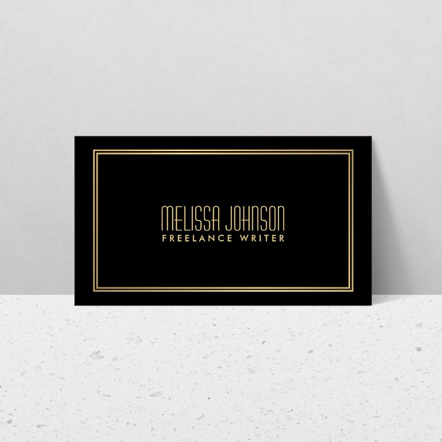 Simple Elegance Art Deco Style Black/Faux Gold Business Card (Creator Uploaded)