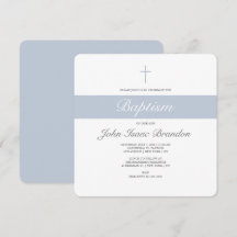 Simple elegance baptism invitation - Boys