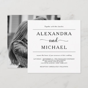Simple Elegance Black and White Photo Wedding Invitation