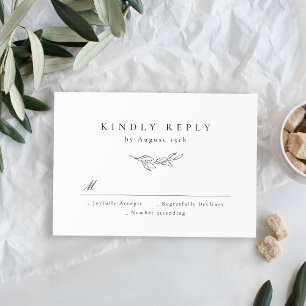 Simple elegance botanical greenery wedding RSVP card