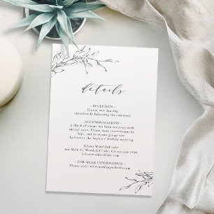 Simple elegance botanical wedding details card