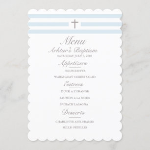 Simple Elegance Boys Baptism Menu