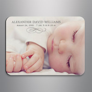 Simple Elegance Charcoal Grey Baby Photo Birth Magnet
