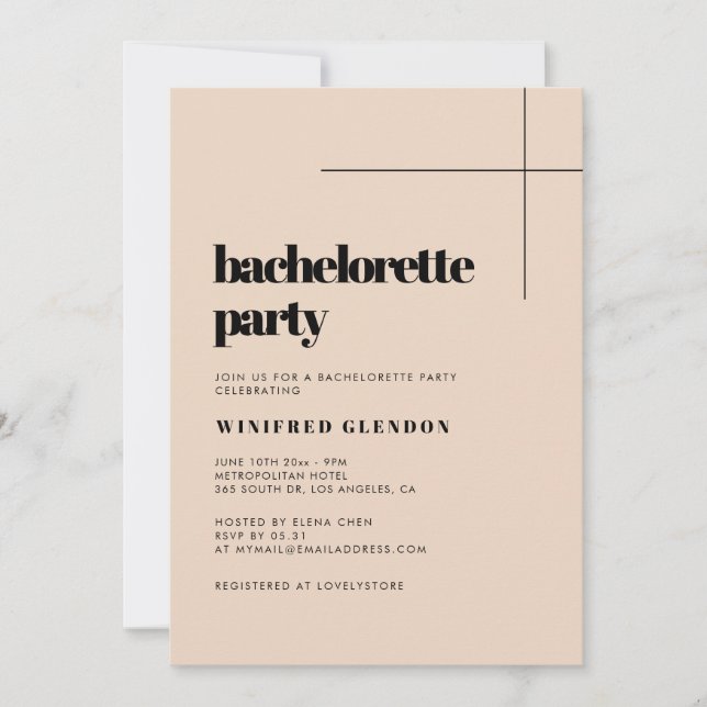 Simple élégance chic bachelorette invitation (Devant)