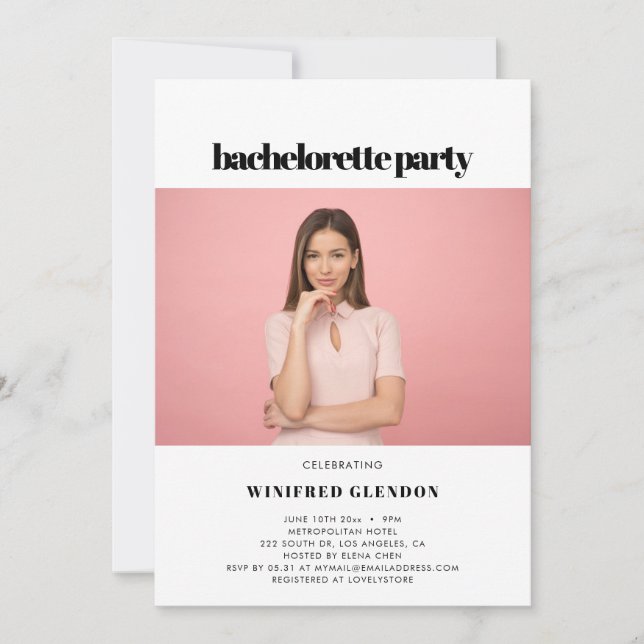Simple élégance chic Bachelorette invitation fête (Devant)