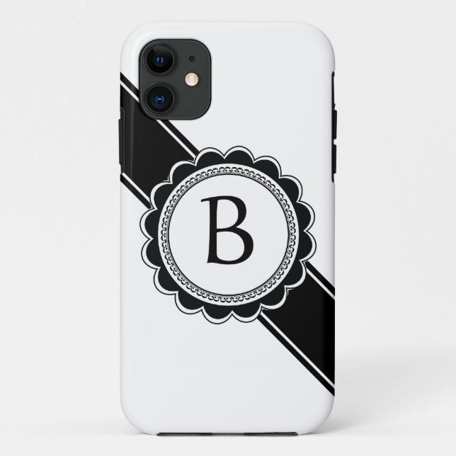 Simple Elegance Chic Retro Monogram Custom Colour Case-Mate iPhone Case (Back)