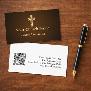Simple Elegance Church Pastor Gold Cross Business Card