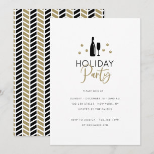 Simple Elegance Cocktail Bubbles Holiday Party Invitation